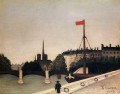 notre dame view of the ile saint louis from the quai henri iv 1909 Henri Rousseau Post Impressionism Naive Primitivism
